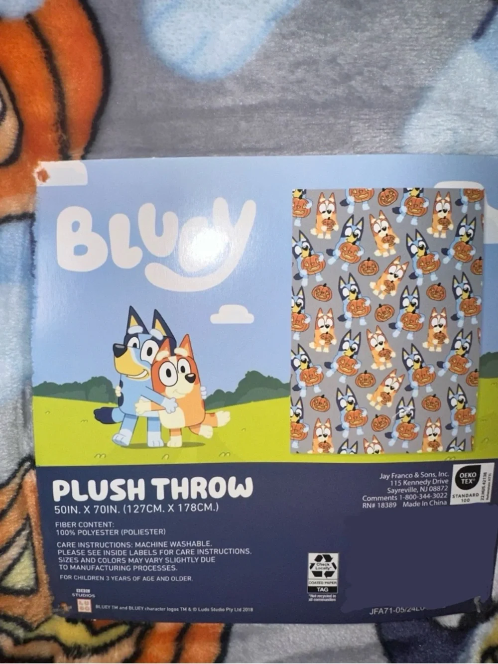 Bluey Halloween Jack O Lantern Plush Throw Blanket
